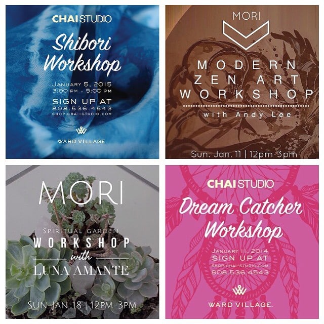 If you enjoyed yoga last week, you may want to check out the awesome workshops we have coming up this month. Whether you’re into art, plants, clothes, dreams or all four, @CHAIstudio and @mori_hawaii have got you covered.